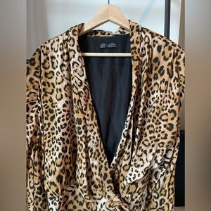 zara trf leopard wrap dress